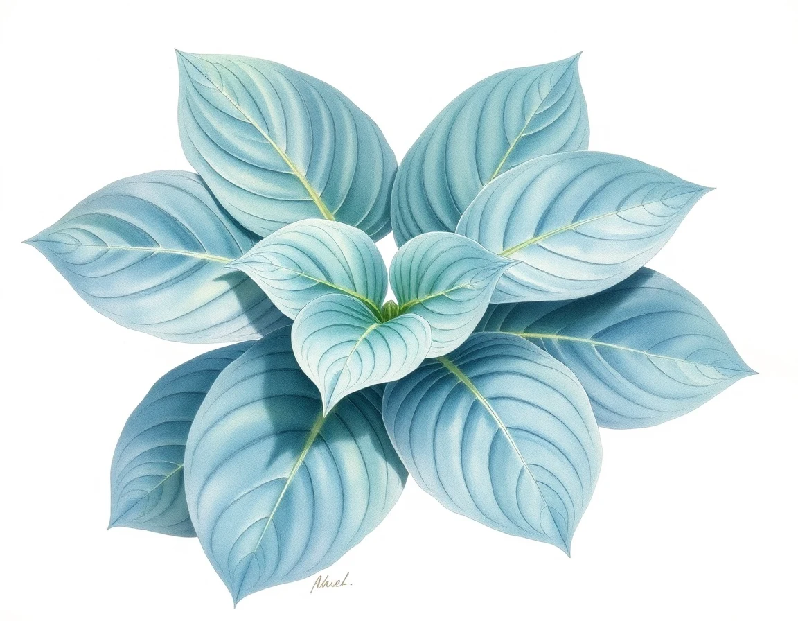 Watercolor illustration of Hosta 'Sum Like it Hot'