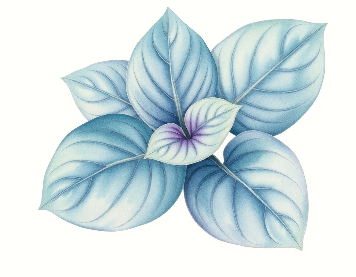 Watercolor illustration of Hosta 'Summer Squall'