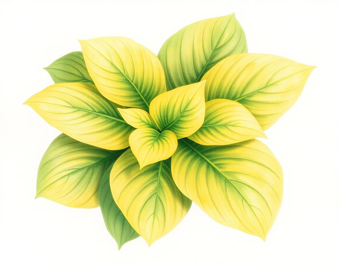Watercolor illustration of Hosta 'Sunlight and Shadows'