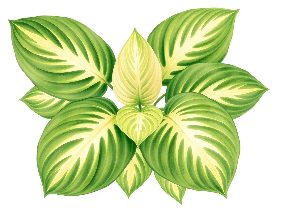 Watercolor illustration of Hosta 'Surf and Turf'