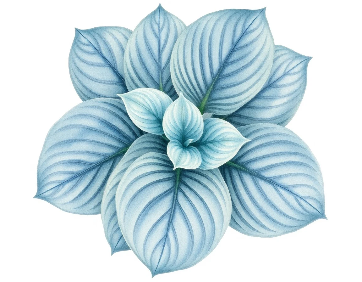 Watercolor illustration of Hosta 'Susan Elizabeth'