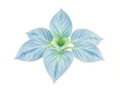 AI-generated watercolor illustration of Hosta 'Abiqua Blue Hearts' (not a photograph)