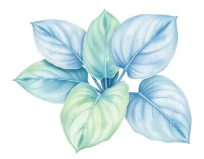 AI-generated watercolor illustration of Hosta 'Abiqua Blue Jay' (not a photograph)