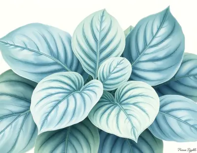 AI-generated watercolor illustration of Hosta 'Abiqua Elephant Ears' (not a photograph)