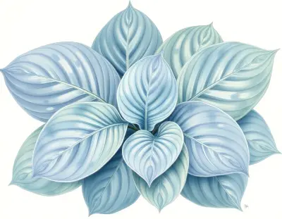AI-generated watercolor illustration of Hosta 'Academy Celeborn' (not a photograph)