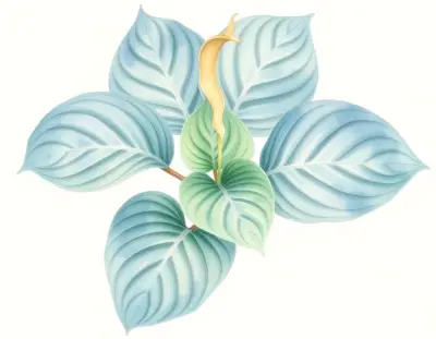 AI-generated watercolor illustration of Hosta 'Academy Golden Papoose' (not a photograph)