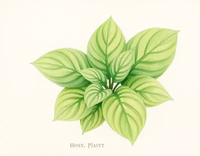 AI-generated watercolor illustration of Hosta 'Academy Mirkwood' (not a photograph)