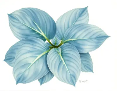 AI-generated watercolor illustration of Hosta 'Academy Rumpled Beast' (not a photograph)