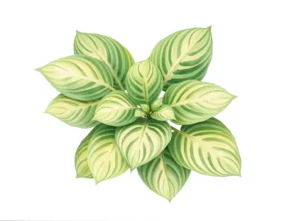 AI-generated watercolor illustration of Hosta 'Ain’t Misbehavin' (not a photograph)