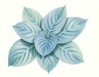 AI-generated watercolor illustration of Hosta 'Alice in Wonderland' (not a photograph)