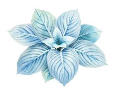 AI-generated watercolor illustration of Hosta 'Alphabet Soup' (not a photograph)