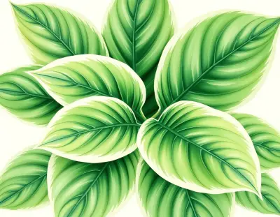AI-generated watercolor illustration of Hosta 'Amazing Grace' (not a photograph)