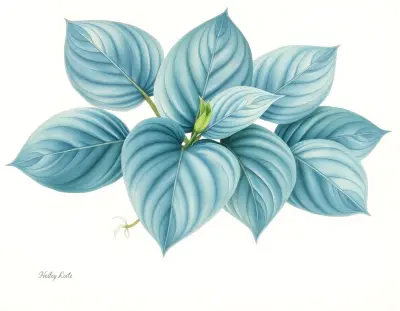 AI-generated watercolor illustration of Hosta 'American Gothic' (not a photograph)