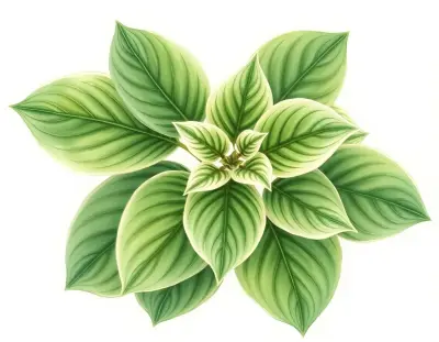 AI-generated watercolor illustration of Hosta 'American Hero' (not a photograph)