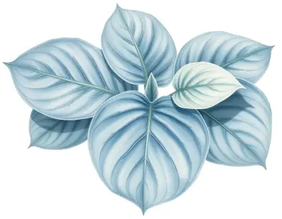 AI-generated watercolor illustration of Hosta 'Amethyst Blue' (not a photograph)