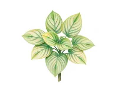 AI-generated watercolor illustration of Hosta 'Andy Taylor' (not a photograph)