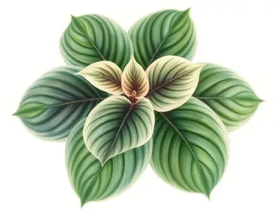 AI-generated watercolor illustration of Hosta 'Aunt Bea' (not a photograph)
