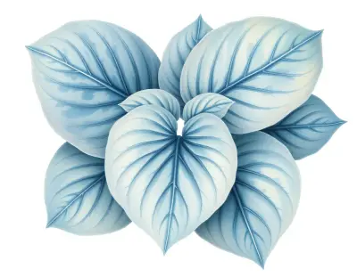 AI-generated watercolor illustration of Hosta 'Babbling Brook' (not a photograph)