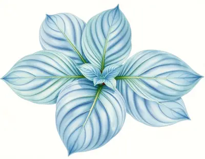 AI-generated watercolor illustration of Hosta 'Ballroom Bubbles' (not a photograph)