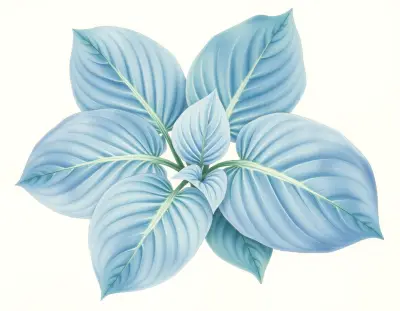 AI-generated watercolor illustration of Hosta 'Baltimore Blues' (not a photograph)
