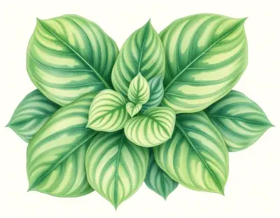 AI-generated watercolor illustration of Hosta 'Birchwood Elegance' (not a photograph)