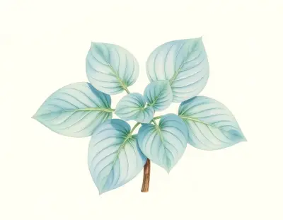 AI-generated watercolor illustration of Hosta 'Birds of Happiness' (not a photograph)