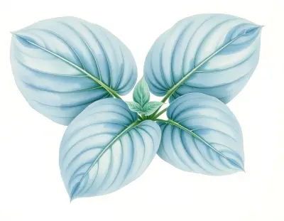 AI-generated watercolor illustration of Hosta 'Blue Bayou' (not a photograph)