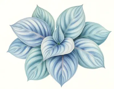 AI-generated watercolor illustration of Hosta 'Blue Beetle' (not a photograph)