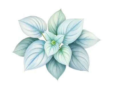 AI-generated watercolor illustration of Hosta 'Blue Belle' (not a photograph)
