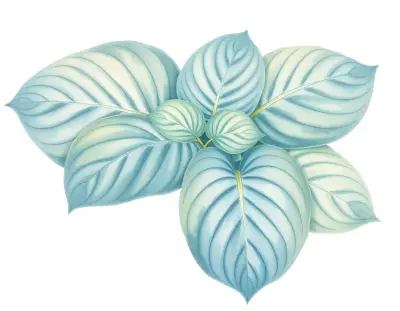 AI-generated watercolor illustration of Hosta 'Blue Blazes Splashed' (not a photograph)