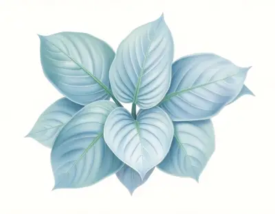 AI-generated watercolor illustration of Hosta 'Blue Buns' (not a photograph)