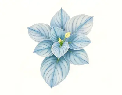 AI-generated watercolor illustration of Hosta 'Blue Canoe' (not a photograph)