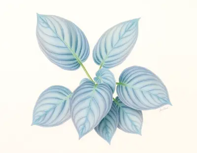 AI-generated watercolor illustration of Hosta 'Blue Danube' (not a photograph)