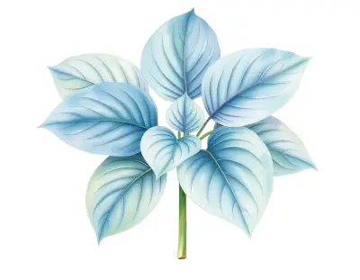 AI-generated watercolor illustration of Hosta 'Blue Diamond' (not a photograph)