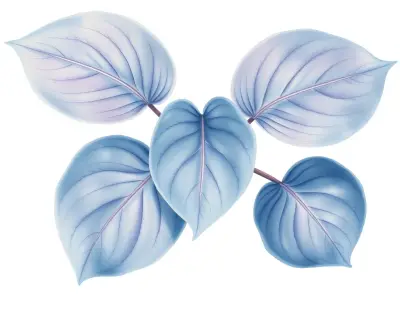 AI-generated watercolor illustration of Hosta 'Blue Fan Dancer' (not a photograph)
