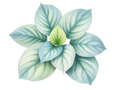 AI-generated watercolor illustration of Hosta 'Blue Jay' (not a photograph)