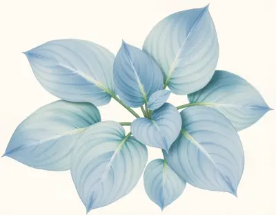 AI-generated watercolor illustration of Hosta 'Blue Jewel' (not a photograph)