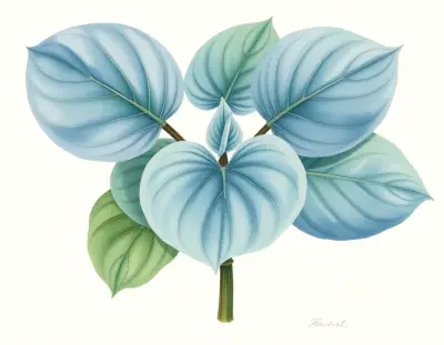 AI-generated watercolor illustration of Hosta 'Blue Lightning' (not a photograph)