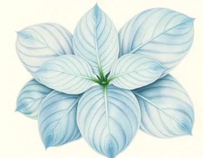 AI-generated watercolor illustration of Hosta 'Blue Magic' (not a photograph)