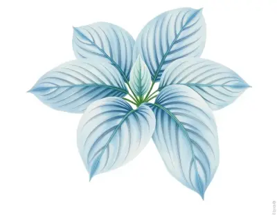 AI-generated watercolor illustration of Hosta 'Blue Max' (not a photograph)
