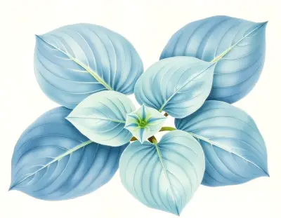 AI-generated watercolor illustration of Hosta 'Blue Mist' (not a photograph)