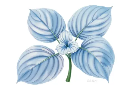 AI-generated watercolor illustration of Hosta 'Blue Music' (not a photograph)