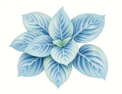 AI-generated watercolor illustration of Hosta 'Blue Nymph' (not a photograph)
