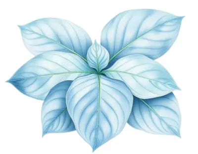 AI-generated watercolor illustration of Hosta 'Blue Ox' (not a photograph)