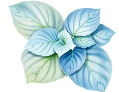 AI-generated watercolor illustration of Hosta 'Blue Pebbles' (not a photograph)