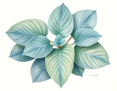 AI-generated watercolor illustration of Hosta 'Blue Urchin' (not a photograph)