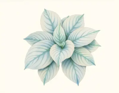 AI-generated watercolor illustration of Hosta 'Blue Wedgwood' (not a photograph)