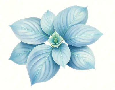 AI-generated watercolor illustration of Hosta 'Blueberry Patch' (not a photograph)