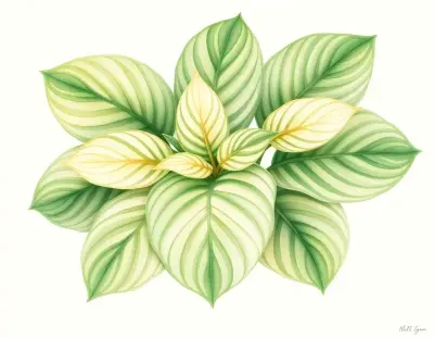 AI-generated watercolor illustration of Hosta 'Blushing Bride' (not a photograph)