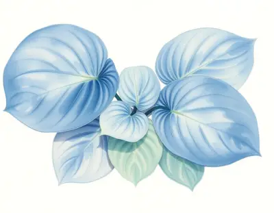 AI-generated watercolor illustration of Hosta 'Bold Intrigue' (not a photograph)